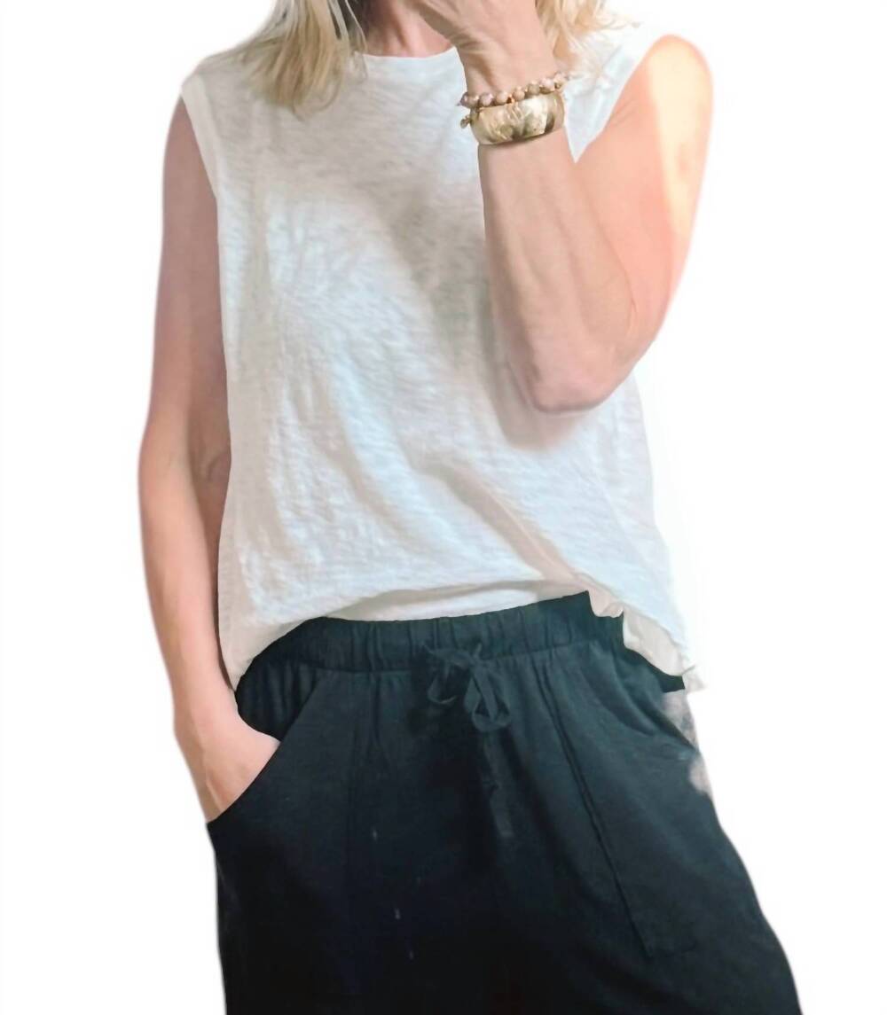 NEW HELLO NITE tank shell top in white sand